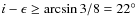 $i-\epsilon \geq \arcsin{3/8} = 22^\circ$