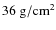 $36~\rm g/cm^2$