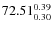 $72.51_{\rm0.30}^{ 0.39}$