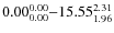 $ 0.00_{\rm0.00}^{ 0.00}{-}15.55_{\rm 1.96}^{ 2.31}$