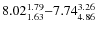 $ 8.02_{\rm 1.63}^{ 1.79}{-}7.74_{\rm 4.86}^{ 3.26}$