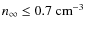 $n_{\infty} \le 0.7~\rm {cm}^{-3}$