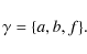 \begin{displaymath}\gamma=\lbrace a,b,f \rbrace .
\end{displaymath}