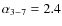 $\alpha_{3-7} = 2.4$
