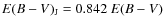 $E(B-V)_{\rm J}=0.842~E(B-V)$