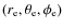 $(r_{\rm e}, \theta_{\rm e}, \phi_{\rm e})$