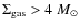 $\Sigma_{\rm gas} > 4~M_\odot$