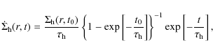 \begin{displaymath}
\dot{\Sigma}_{\rm h}(r,t) = {\Sigma_{\rm h}(r,t_0)\over\tau_...
...h}}\right]\right\}^{-1}\exp\left[-{t\over\tau_{\rm h}}\right],
\end{displaymath}