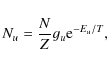 \begin{displaymath}
N_u=\frac{N}{Z}g_u{\rm e}^{-E_u/T},
\end{displaymath}