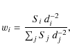 \begin{displaymath}w_i = {S_i~d_i^{-2}\over\sum_j S_j~d_j^{-2}},
\end{displaymath}