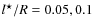 $l^\star /R=0.05, 0.1$