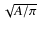 $\sqrt{A/\pi}$