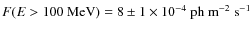 $F(E>100~{\rm MeV})= 8\pm1 \times 10^{-4}~{\rm ph~m}^{-2}~{\rm s}^{-1}$