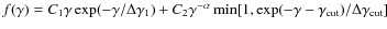 $f(\gamma)=C_1\gamma\exp(-\gamma/\Delta\gamma_1)+C_2\gamma^{-\alpha}\min[1,\exp(-\gamma-\gamma_{\rm
cut})/\Delta\gamma_{\rm cut}]$