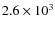 $2.6\times 10^3$