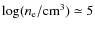 $\log (n_{\rm e}/{\rm cm^{3}}) \simeq 5$