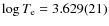 $\log T_{\rm e} = 3.629(21)$