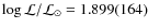 $\log \mathcal{L}/\mathcal{L_{\odot}} = 1.899(164)$