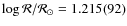 $\log \mathcal{R}/\mathcal{R_{\odot}} = 1.215(92)$