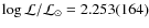 $\log \mathcal{L}/\mathcal{L_{\odot}} = 2.253(164)$