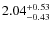 $\rm 2.04^{+ 0.53 }_{ -0.43 }$