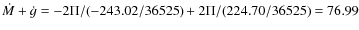 $\dot{M}+\dot{g}=-2\Pi/(-243.02/36525)+2\Pi/(224.70/36525)=76.99$