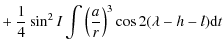 $\displaystyle + ~ \frac{1}{4}\sin^2 I \int \left(\frac{a}{r}\right)^3\cos 2(\lambda-h-l){\rm d}t$