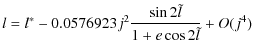 $\displaystyle l=l^{*}-0.0576923 j^2 \frac{\sin 2\tilde{l}}{1+e\cos 2\tilde{l}} +O(j^4)$