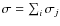 $\sigma = \sum_{i} \sigma_j$
