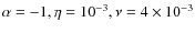 $ \alpha = -1, \eta = 10^{-3}, \nu = 4 \times 10^{-3} $