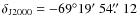 $\rm\delta_{J2000}= -69^\circ 19\hbox{$^\prime$ }54\hbox{$.\!\!^{\prime\prime}$ }12$