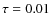 $\tau=0.01$