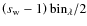 $\left(s_{\rm w}-1\right){\rm bin}_\lambda/2$