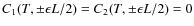 $C_1(T,\pm \epsilon L/2) = C_2(T,\pm \epsilon L/2) = 0$