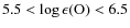$5.5 < \log\epsilon({\rm O}) < 6.5$