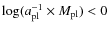 $\log (a_{\rm pl}^{-1}\times M_{\rm pl}) < 0$