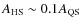 $A_{\rm HS}\sim 0.1 A_{\rm QS}$