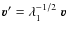 $\vec v' =
\lambda_1^{-1/2}~\vec v$