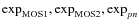 $\exp_{\rm MOS1}, \exp_{\rm MOS2},\exp_{pn}$