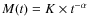 $M(t)=K\times
t^{-\alpha}$