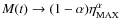 $M(t)\rightarrow(1-\alpha)\eta_{\rm MAX}^\alpha$