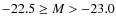 $-22.5 \geq M > -23.0$