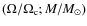 $(\Omega/\Omega_{\rm c};M/M_{\odot})$