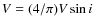 $V=(4/\pi)V\sin i$