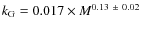 $k_{\rm G}=0.017\times M^{0.13~\pm~0.02}$