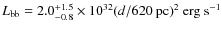 $L_{\rm bb} = 2.0^{+1.5}_{-0.8}\times10^{32}
(d/620~{\rm pc})^2~{\rm erg~s}^{-1}$