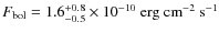 $F_{\rm bol} =
1.6^{+0.8}_{-0.5}\times10^{-10}~{\rm erg~cm}^{-2}~{\rm s}^{-1}$