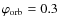 $\varphi_{\rm orb} = 0.3$