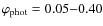 $\varphi_{\rm phot} = 0.05{-}0.40$