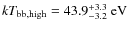 $kT_{\rm bb,high} = 43.9^{+3.3}_{-3.2}~{\rm eV}$